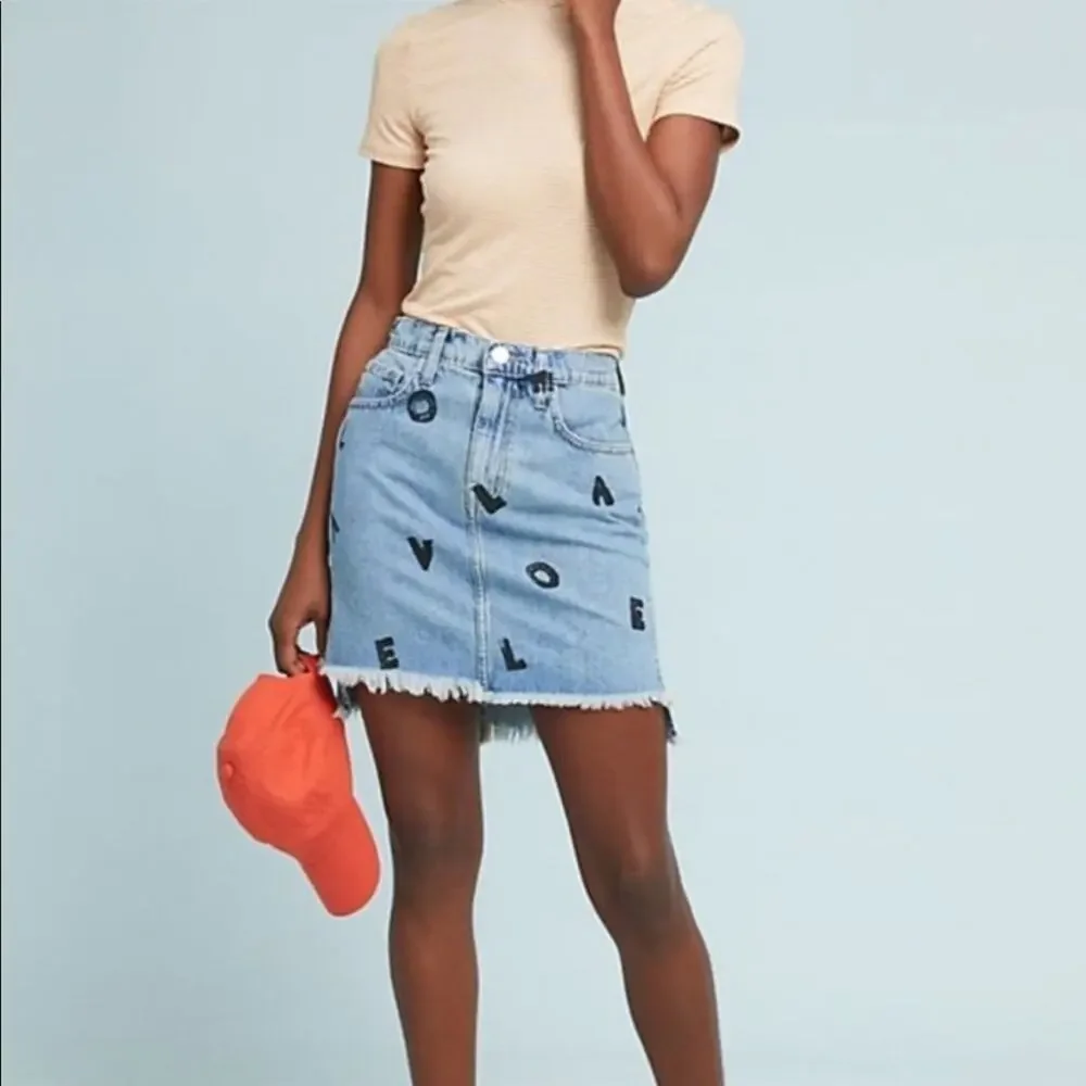 NWOT Anthropologie Current/Elliott Love Letters Denim Mini Skirt 25 - Picture 3 of 7